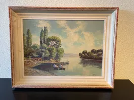 Ölgemälde Jean Max Erni 1941 Yverdon Neuenburgersee Rarität