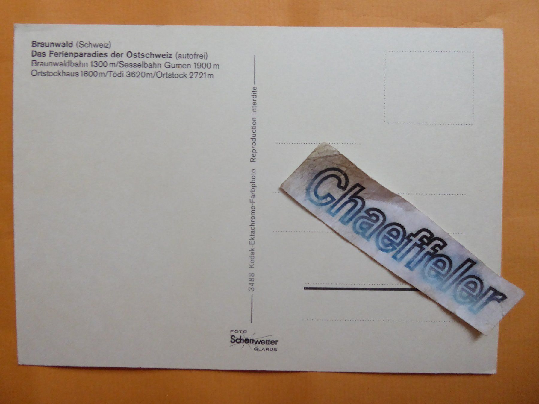 Ansichtskarten: Braunwald – Gebraucht aus Zürich von Chaeffeler 1