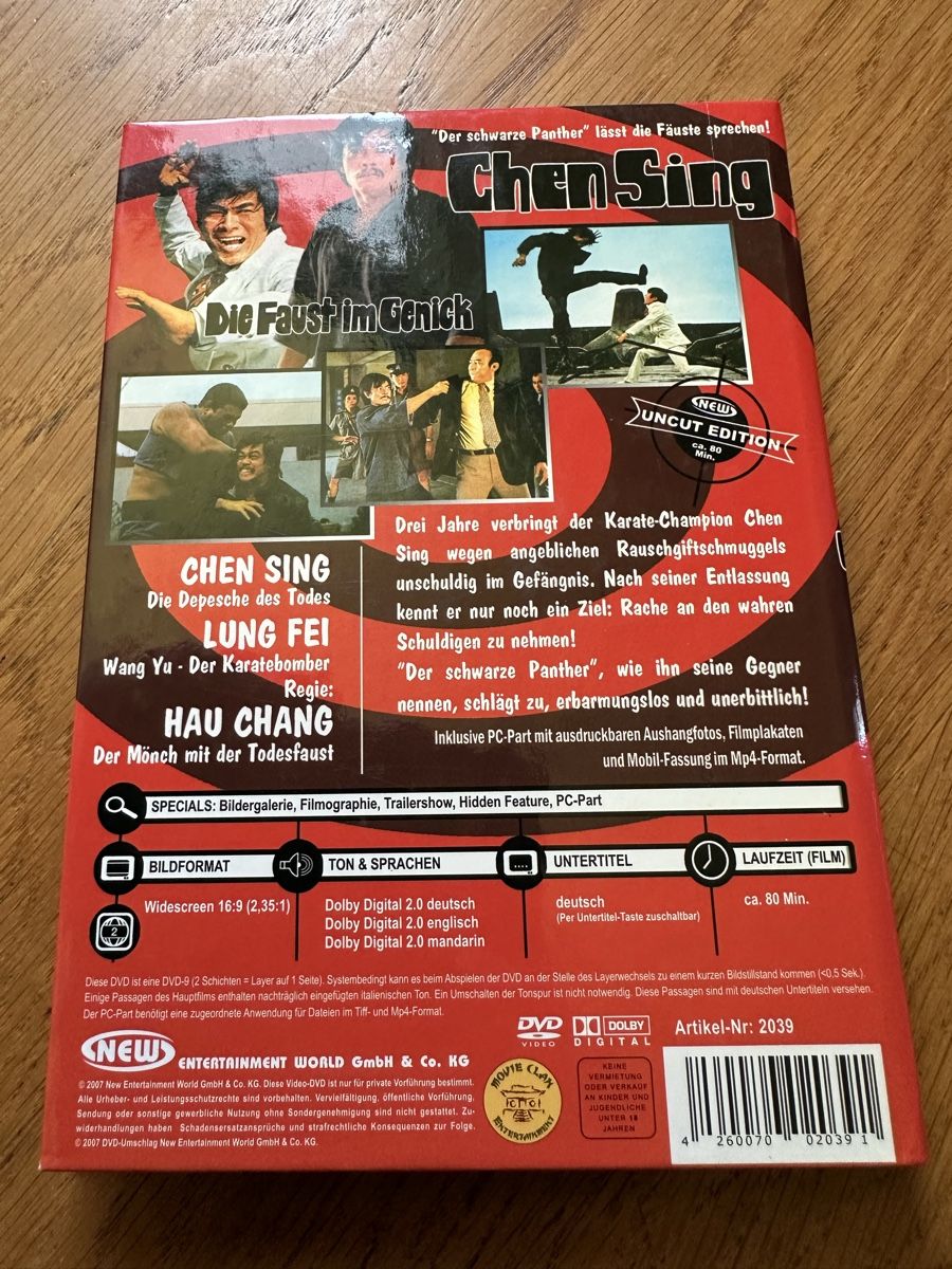 Alle DVDs: Chen Sing die Faust im Genick kl.Hartbox NEW – Gebraucht aus Benken ZH von Audi-erich 1