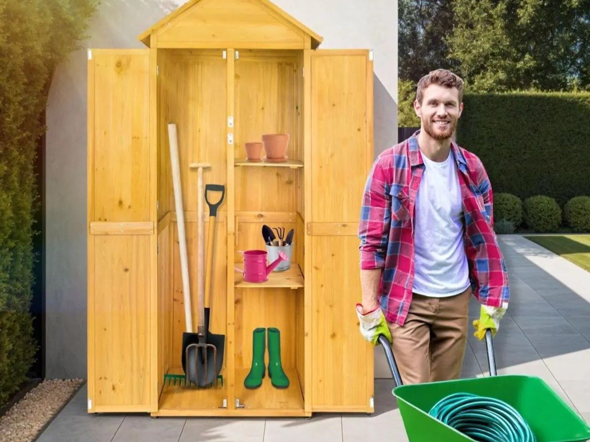 Casette da giardino & serre: Gartenschrank mit Spitzdach Geräteschrank Holz CORVENA – Nuovo e nell'imballaggio originale da Lachen SZ venduto da sw3zzy 6