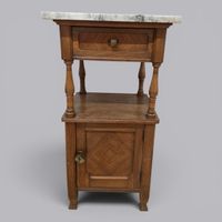 Nachttischli, Holz mit Marmorplatte, Vintage