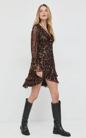 Liu Jo kurzes Kleid Leo braun schwarz 32 Volants langarm