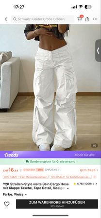 Weisse Y2K Cargo Hose, Baggy Style - Neuwertig!