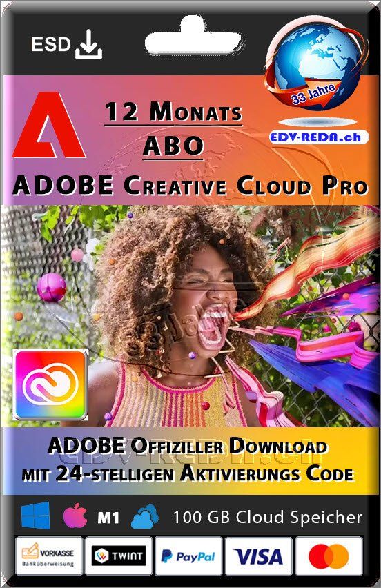 Adobe Software: Adobe Creative Cloud Pro 12 Monats ABO Original Key – Nuovo (secondo la descrizione) da Langenthal venduto da Reda