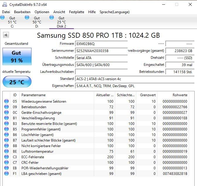 Samsung Disques durs: Samsung SSD 850 Pro 1.0TB – D'occasion à Gossau SG par luuuda_chris 2