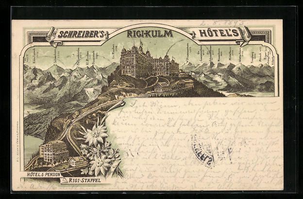 Cartoline postali: Vorläufer-Lithographie Rigi-Kulm, 1895, – Usato da Berlin venduto da bartko-reher
