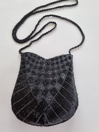 Elegante vintage Handtasche/Abendtasche mit Perlen, schwarz