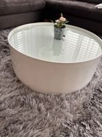 Couchtisch rund, weiss mit Glasplatte - Home24