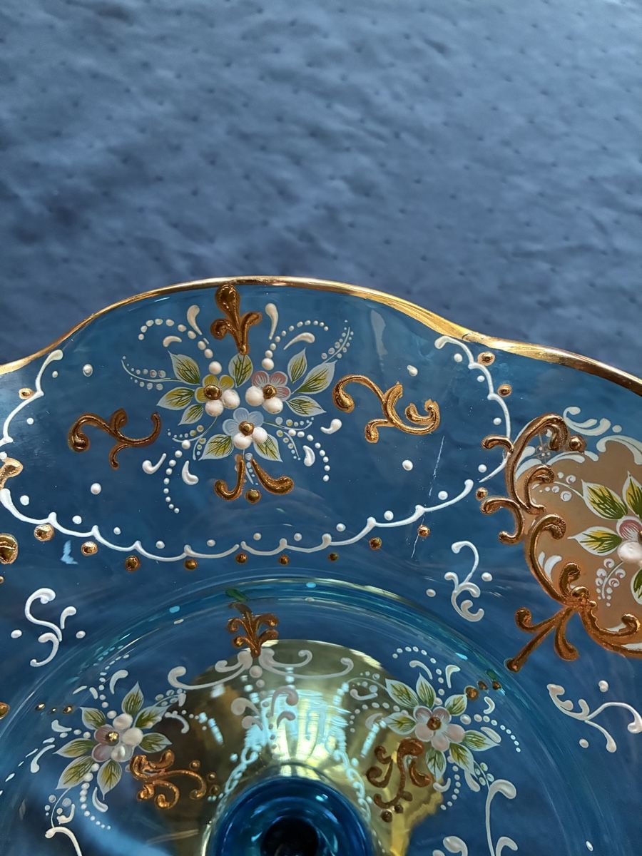 Murano Verres: Murano - Grosse Fussschale blau – D'occasion à Dornach par Rosengarten 3