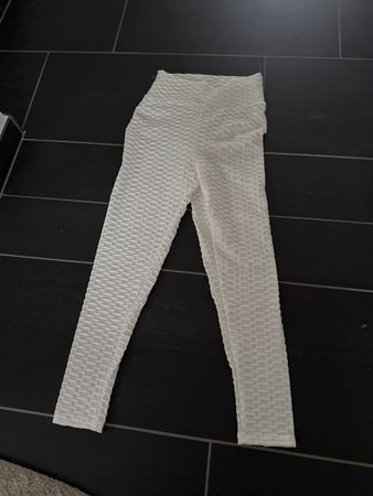 Weisse Leggings mit Strukturmuster, Grösse S, neu