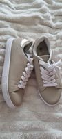 Baskets mode femme, couleur beige blanc or, taille 38