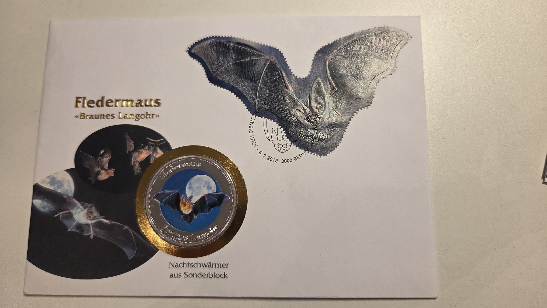 Medaglie: 2012 FDC Medallienbrief Fledermaus – Usato da Arni AG venduto da Moth68