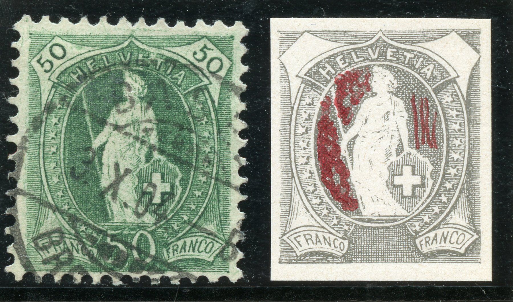 Tutti i francobolli: Zst 74 E mit Ovalretouche 3.25/II - 3.10.04 – Usato da Steffisburg venduto da Charlamov