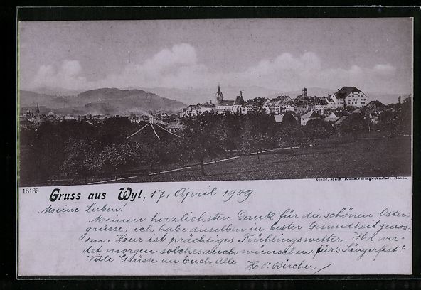Cartoline postali: AK Wil, Panorama, 1909 – Usato da Berlin venduto da bartko-reher