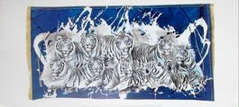 Kunstgrafik Nine White Tigers von Rolf Knie