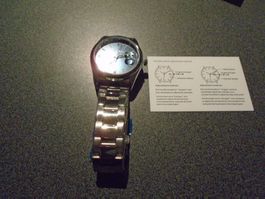 Uhr Chrons, Quartz, blaues Ziffernblatt