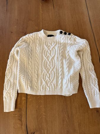 Topshop Pullover weiss Zopfmuster Grösse 38