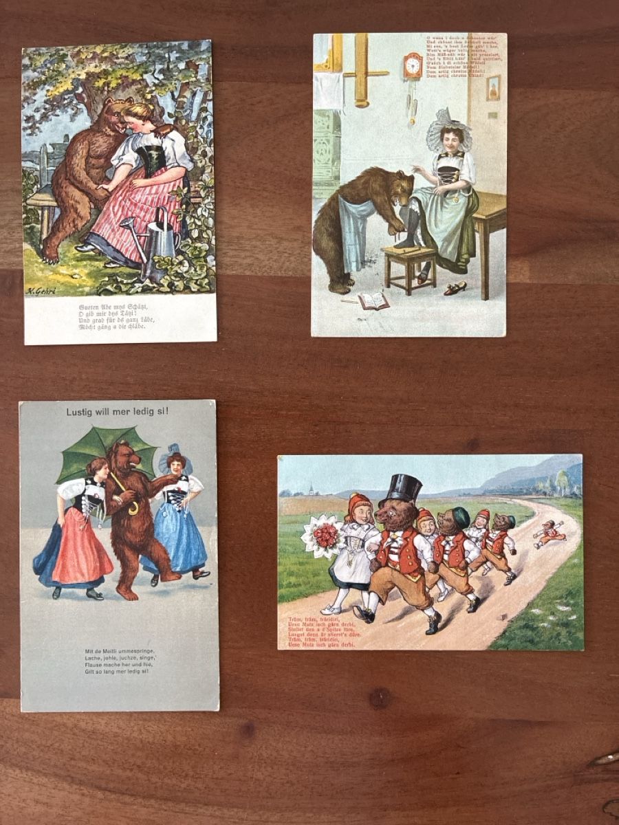 Cartoline postali: 7 Ansichtskarten Schweiz von Berner Bären 1 – Usato da Oftringen venduto da Cla.vD.74 2