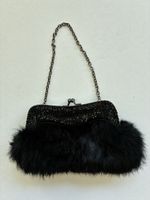 Elegante Handtasche mit Echtpelz und Pailletten