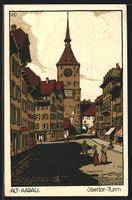 Steindruck-AK Aarau, Strassenpartie am O