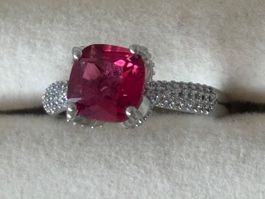 Luxus Elegante Gr.19/9 Ring Farbe: Silber /Rosa/rot Zirkonia