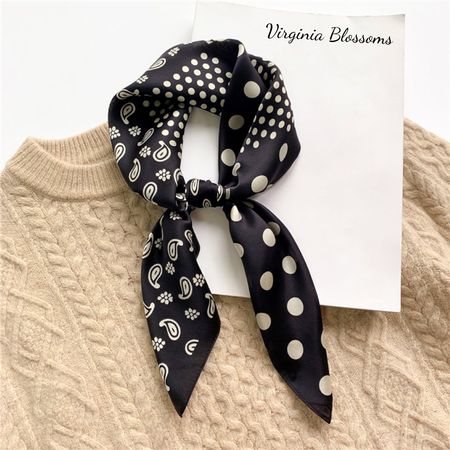 New 68cm Polka Dots and Paisley Silk Scarf, Pure Silk