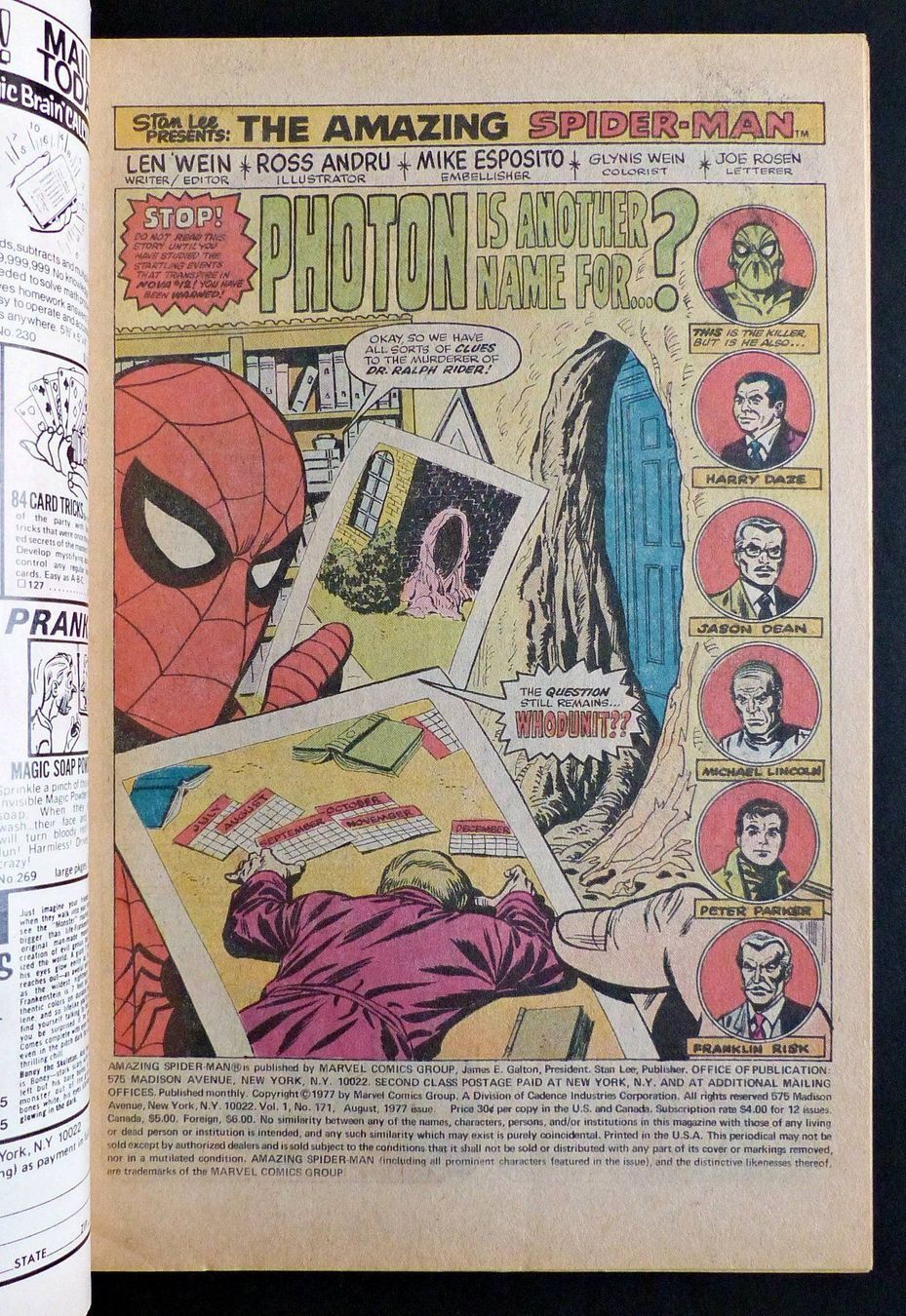 Fumetti: AMAZING SPIDER-MAN #171 WITH NOVA VS. PHOTON MARVEL 1977 – Usato da Lugano venduto da YouWantUS 4
