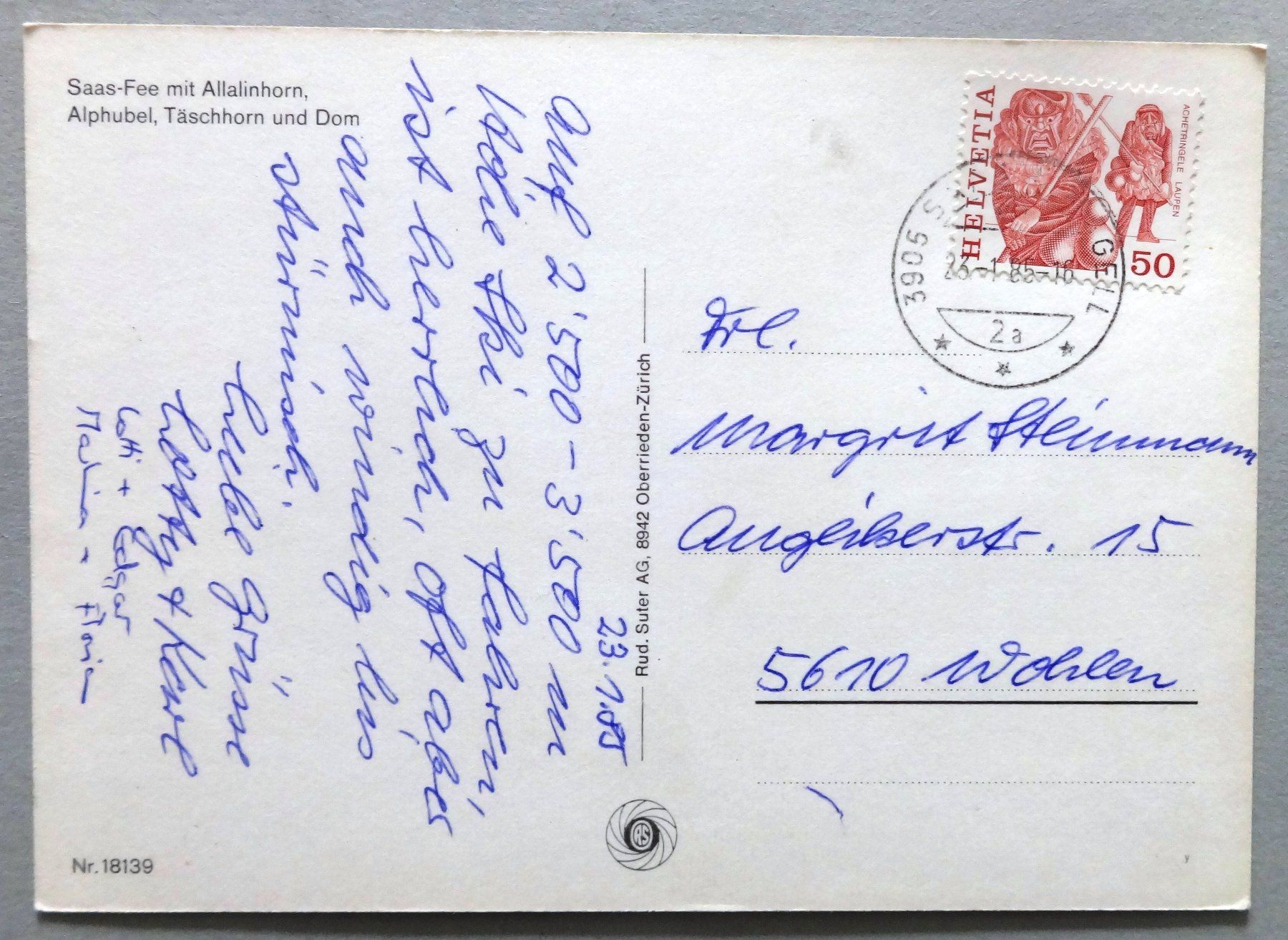 Cartes postales: Saas-Fee mit Allalinhorn – D'occasion à Fétigny par Billy2miny 1