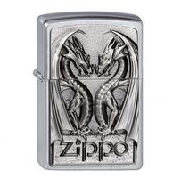 ZIPPO chrom gebürstet Twins Dragon Heart