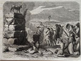 Holzstich 1862 - Anbetung des goldenen Kalbes