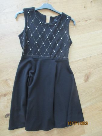 Kleid sehr edel L schwarz mit weissen Perlen und Glitzer
