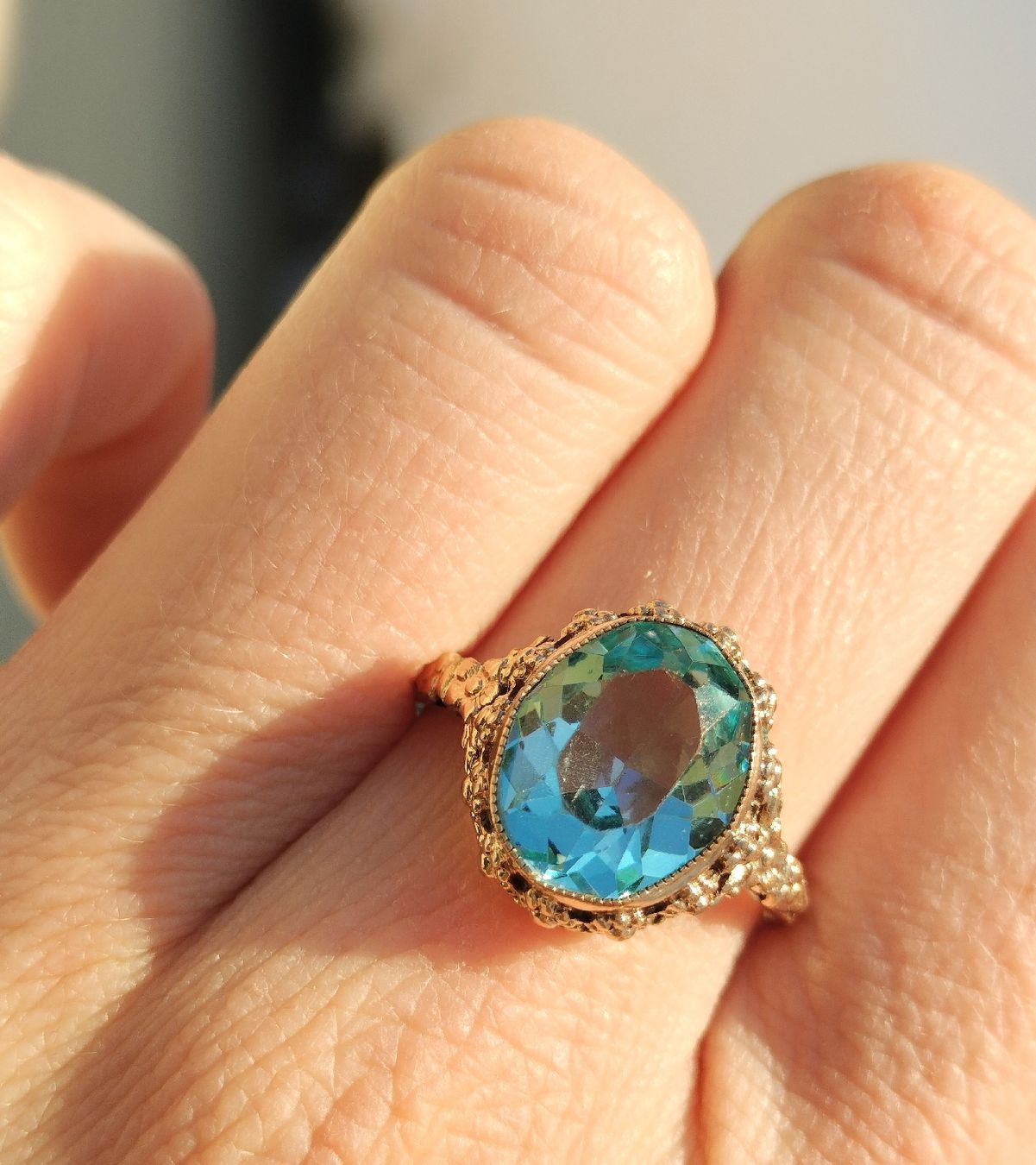 Anelli: Jugendstil Antiker vergoldeter Ring mit hellblauen Paste✨ – Usato da schwyz venduto da larry91sz 7
