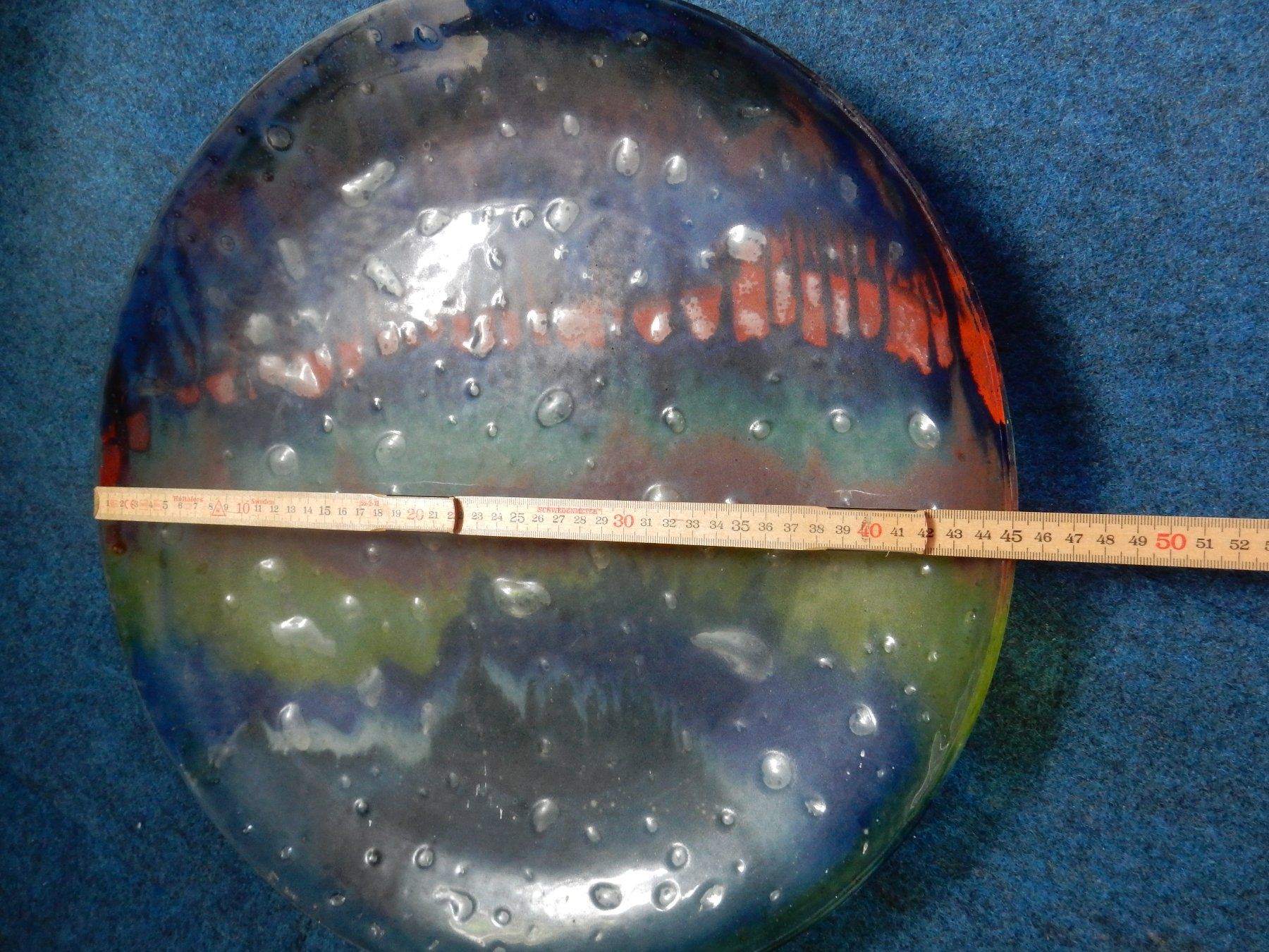 Piatti di portata: wunderschöne Glasplatte gross bunt 45,5 cm Glas Schale – Usato da Jona venduto da simongarden 4