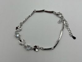 Bracelet trèfles à quatre feuilles et strass en Argent 925