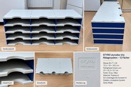 STYRO styrodoc trio Ablagesystem – 12 Fächer – grau/blau