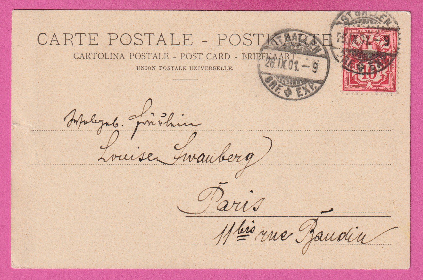 Cartoline postali: St. Gallen gel 1901 – Usato da Einsiedeln venduto da dillie 1