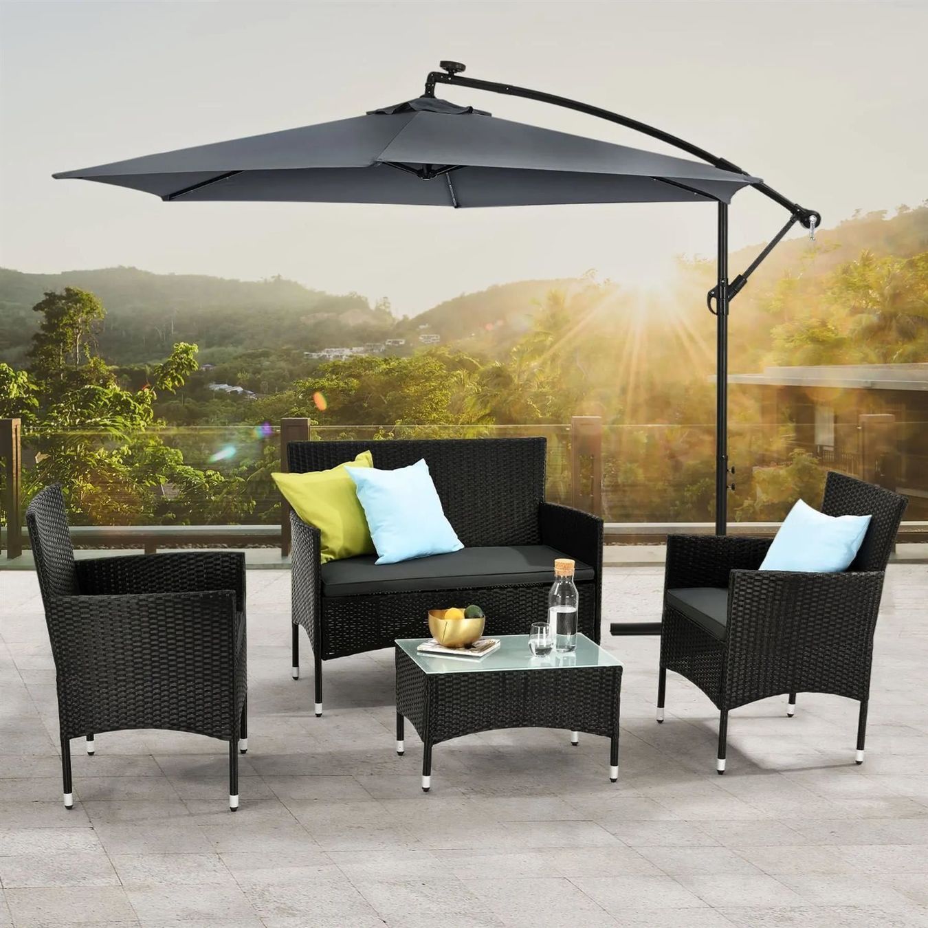 Set di tavolo e panche: Polyrattan Gartenmöbel-Set Schwarz Gartenmöbel – Nuovo e nell'imballaggio originale da Wallenwil venduto da toesstal-vertrieb 2