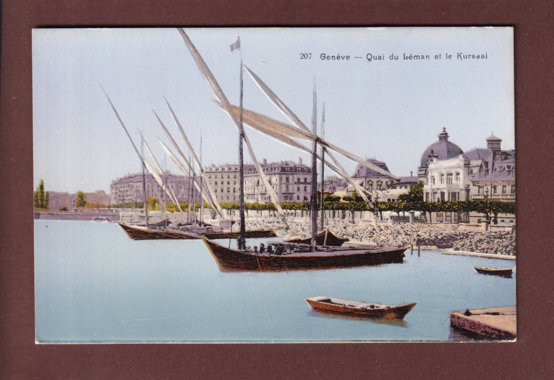 Cartoline postali: GENEVE - Kursaal - Barques du Léman – Usato da Pully venduto da nicecards