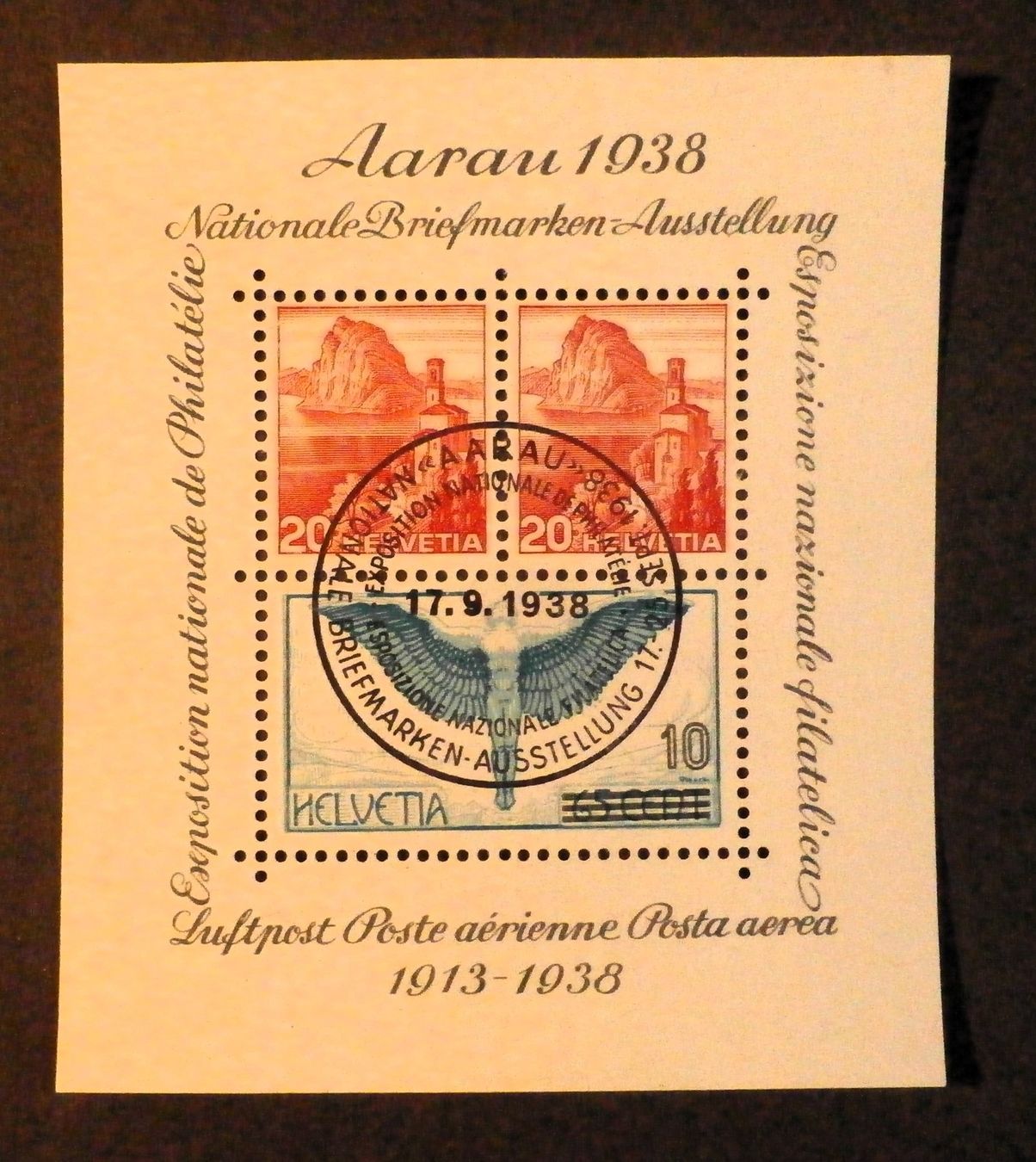 Tutti i francobolli: CH Nat.Briefmarkenausstellung-Aarau 1938 – Usato da Kehrsatz venduto da Bernherb2 1