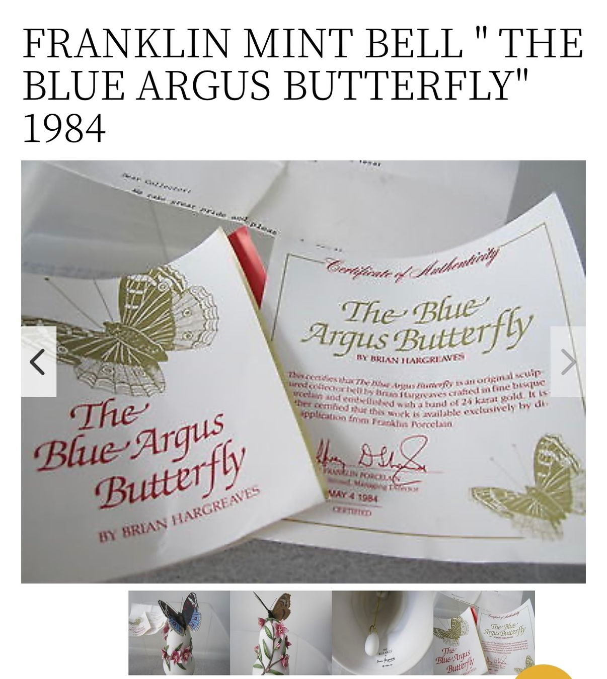 Tutte le decorazioni: The Blue Argus 1984. Franklin Mint Bell. – Usato da Schöfflisdorf venduto da Katrins02 9