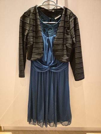 Kleid mit Bolero, petrol 32/34 XS