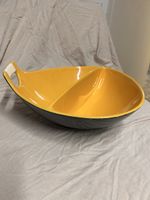 Saladier type Roessler jaune noire céramique 1950
