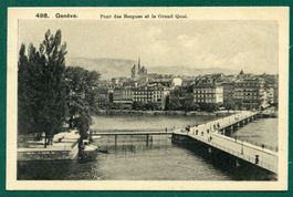 Genève, Pont des Bergues et Grand Quai, ungelaufen, ca,1907