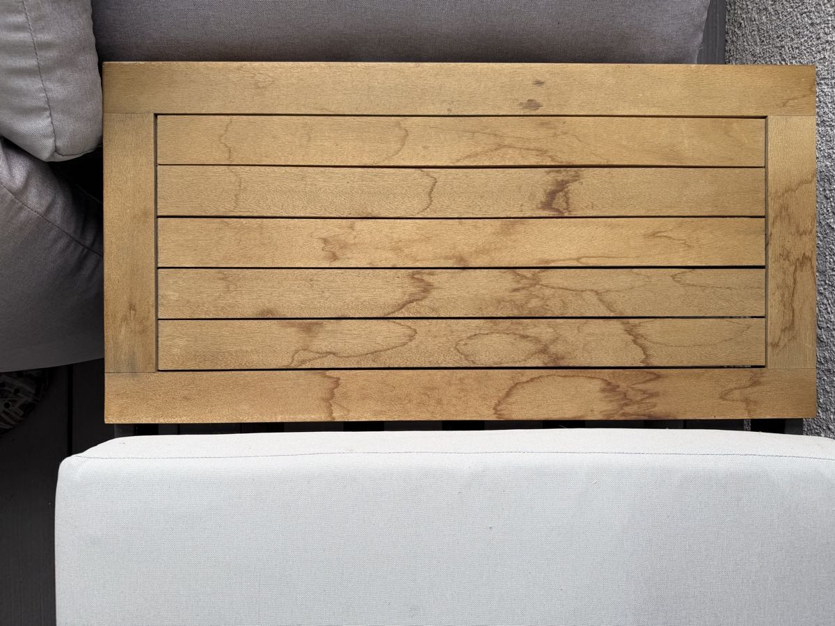 Divani: Giardimo Gartenlounge / Ecksofa L-Form Anthrazit / Holzoptik – Usato da Dübendorf venduto da Sq9apq 4