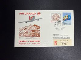 Air Canada Erstflugbrief Genf-Montreal ab UNO 1984