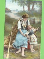Alte Postkarte Mutter Kind Tracht 1912