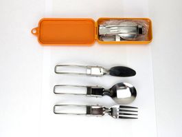 Kit Couverts Pliables Inox - Neuf - Orange