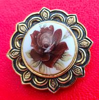 Vintage Tuch - Brosche mit Rosenmuster, fairer Versand