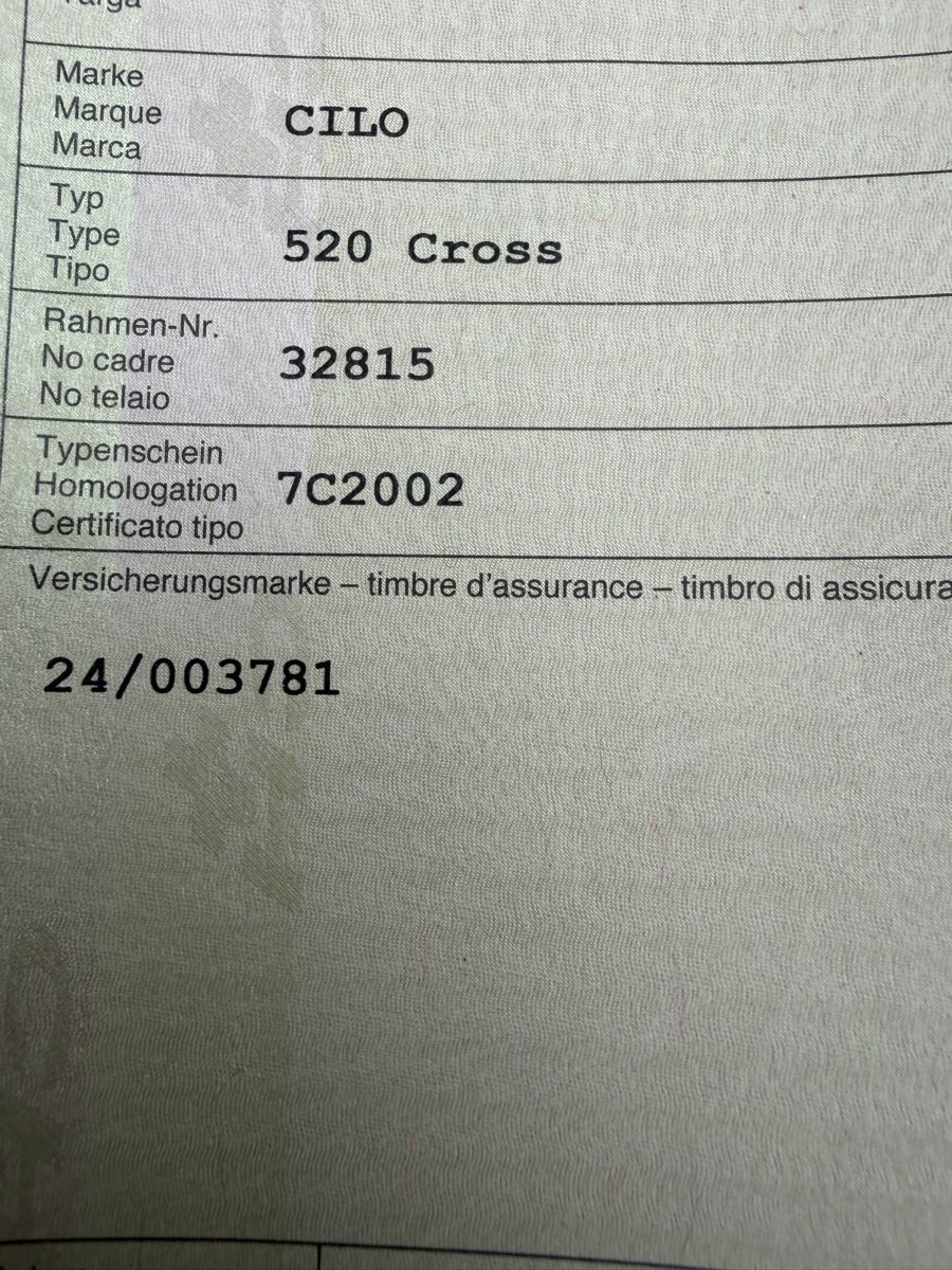 Cilo Parti ricambio per ciclomotori: Mofa Cilo 520 Cross Rahmen mit Ausweis – Difettoso da Latterbach venduto da Bbutz98 7