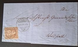 Faltbrief Herisau-Waldstatt 1871
